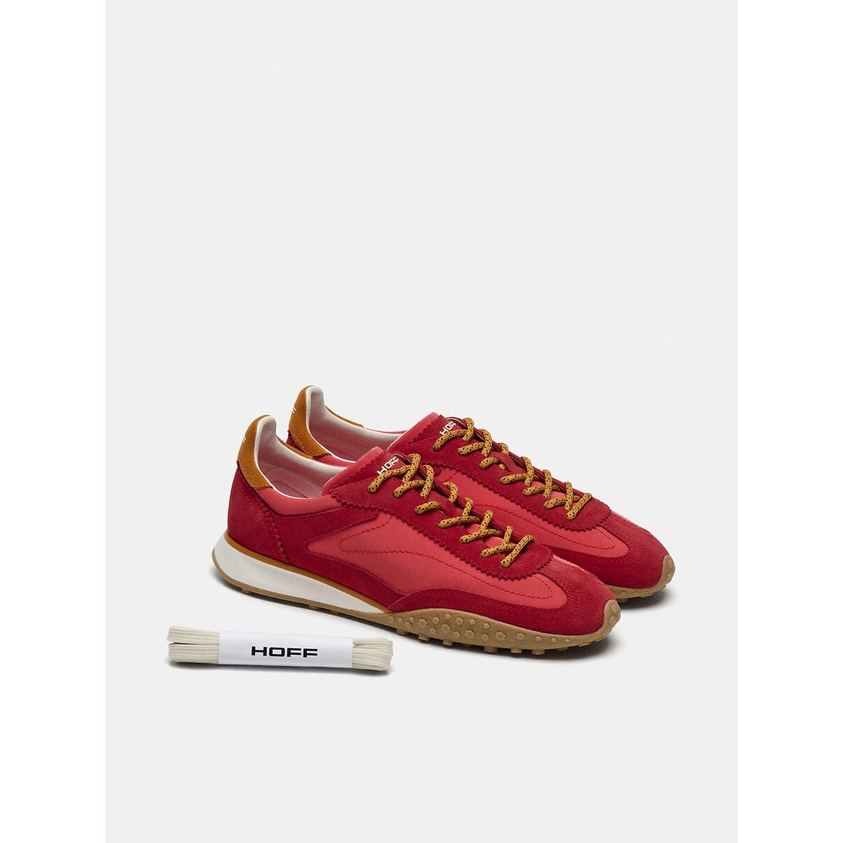 Sneaker aus Leder und Textil Bridge MKII rot, HOFF