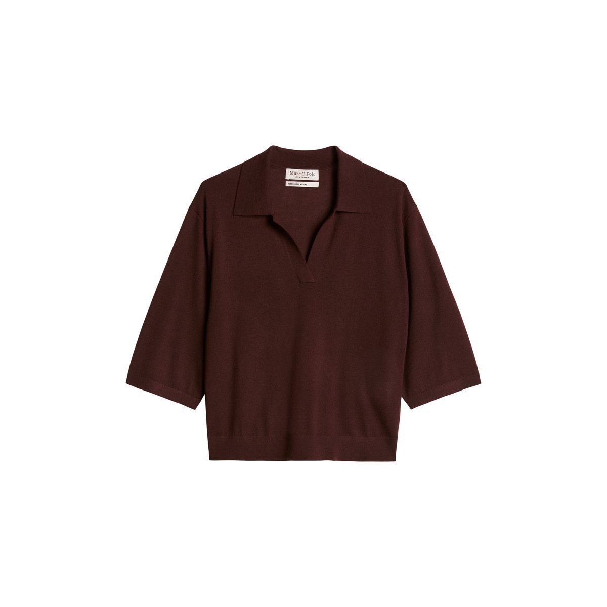 Polo en tricot loose en laine mérinos douce rouge, MARC O'POLO