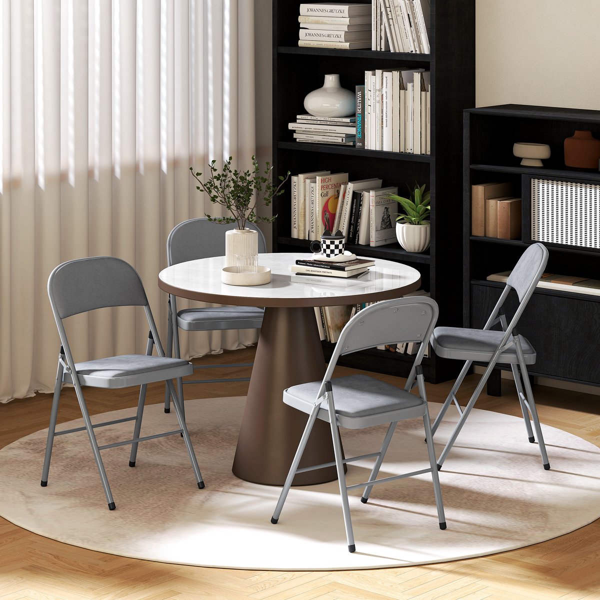 Chaise pliante Velours (100 % polyester) Gris gris clair, HOMCOM