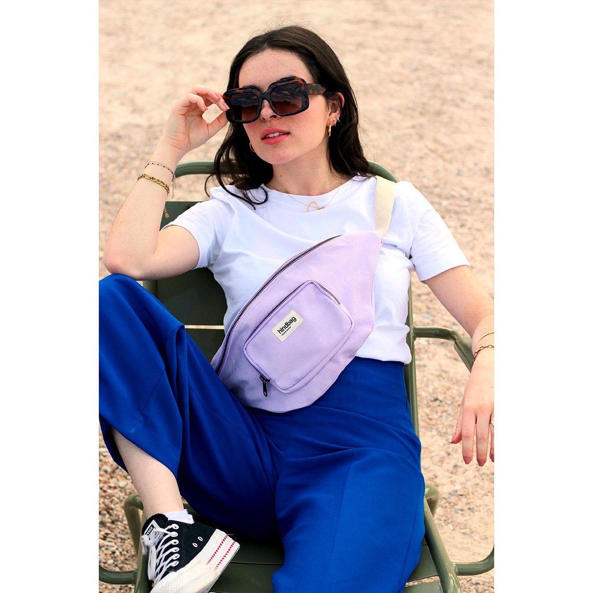Sac banane XL en denim, SOFIA violet lilas, HINDBAG