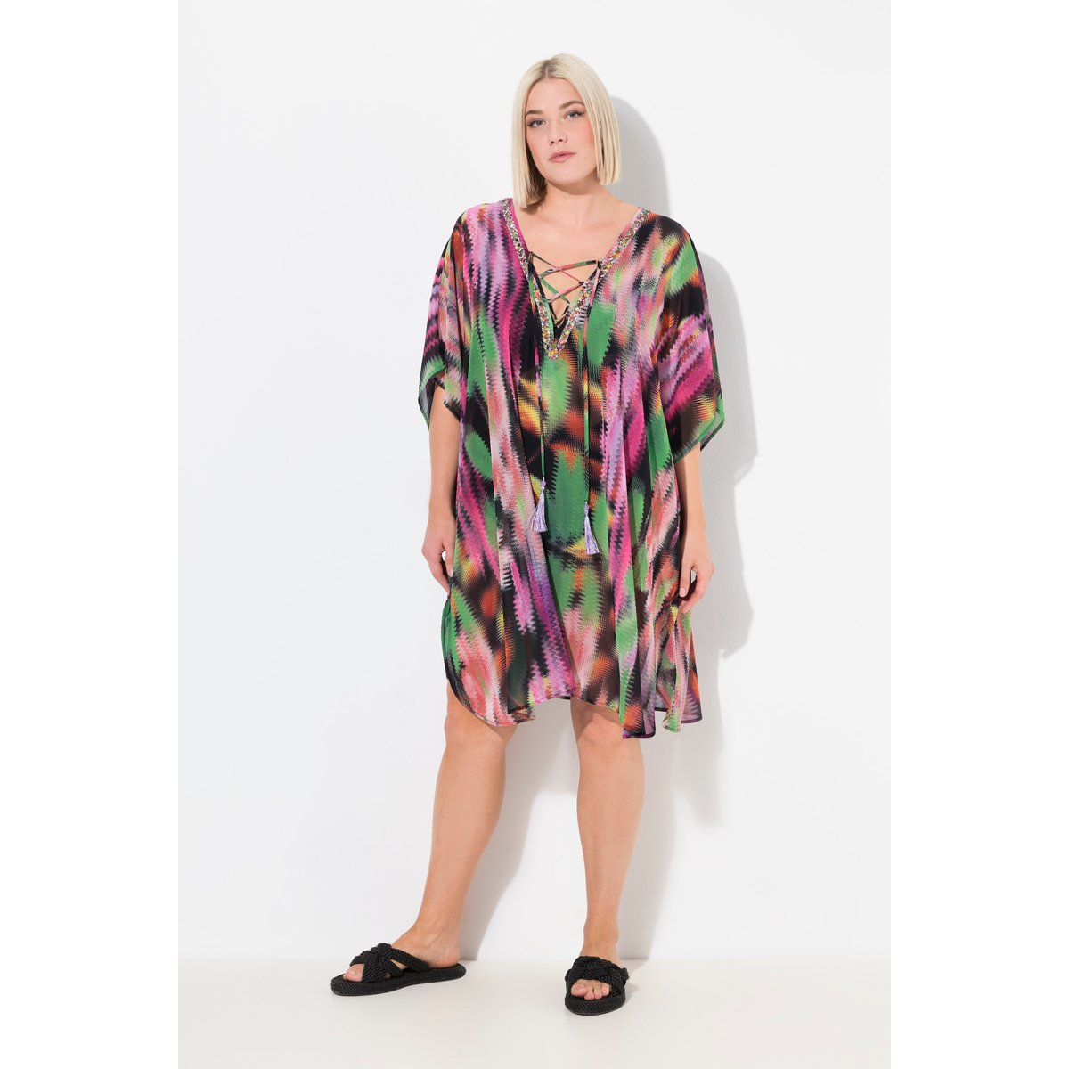 Tunique oversize avec laçage noir, ULLA POPKEN