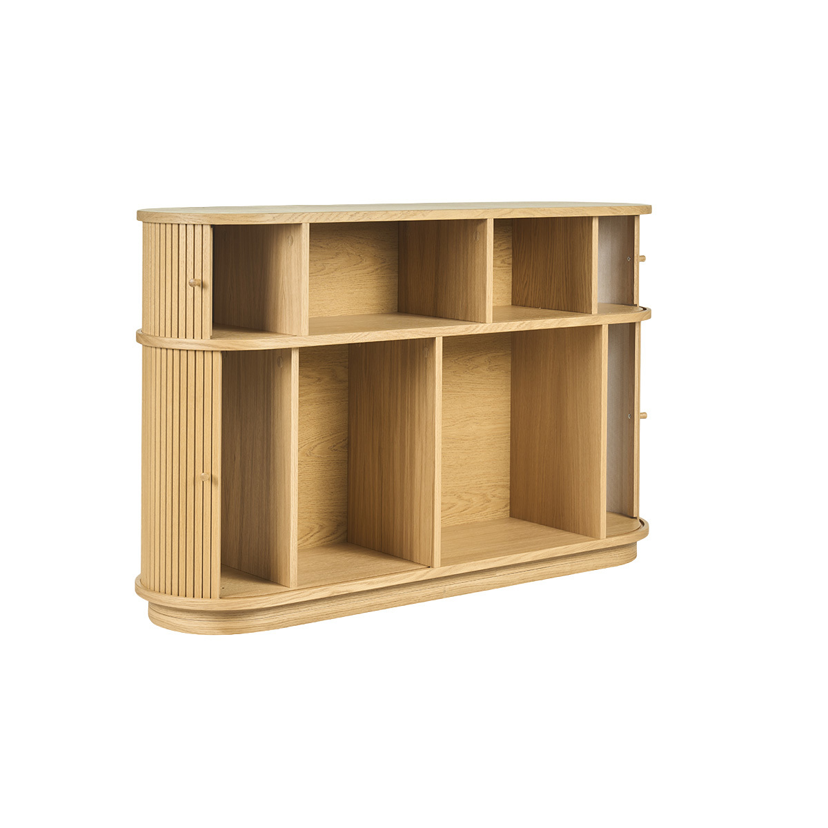 Console vintage en bois clair chêne avec portes coulissantes L120 cm EPIC chêne clair, MILIBOO