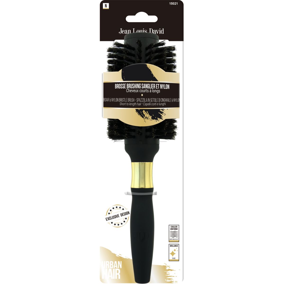 Brosse volume RONDE POILS SANGLIER NEW DESIGN couleur unique, JEAN LOUIS DAVID