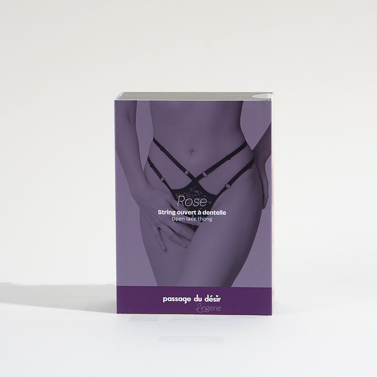 String ouvert à dentelle Rose noir, PASSAGE DU DESIR LINGERIE