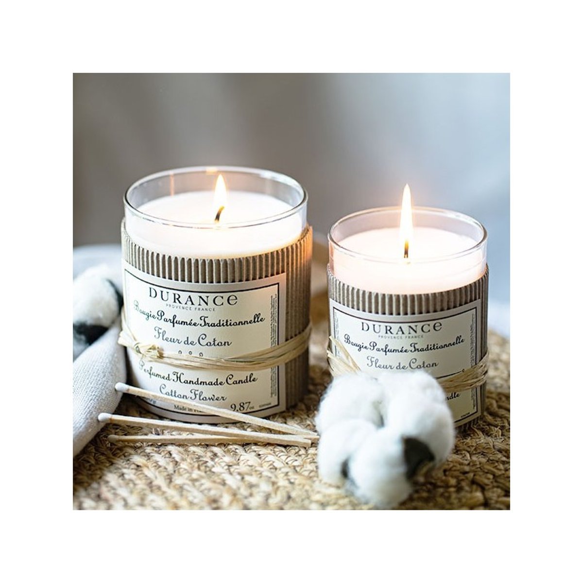 Grande bougie Fleur de Coton couleur unique, DURANCE