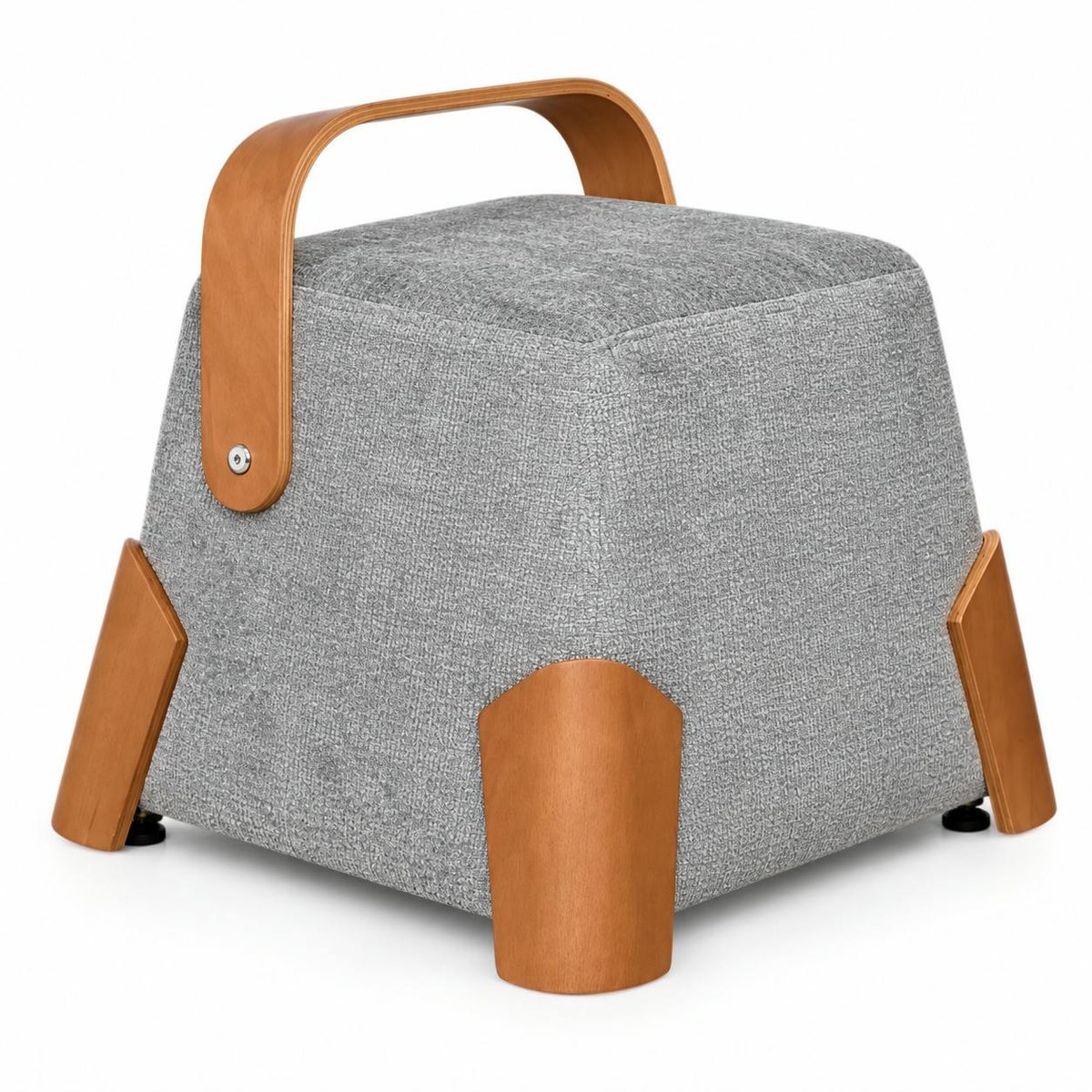 Pouf en tissu avec poignée IENA gris, PIER IMPORT