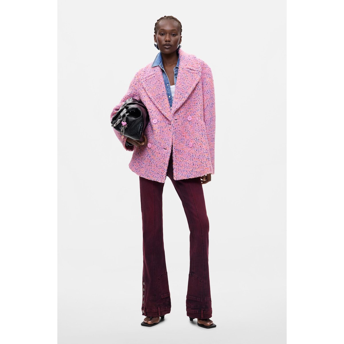 Manteau court à poches rose, DESIGUAL
