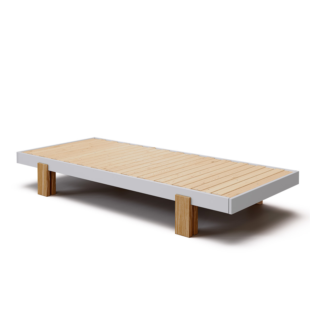 Pack lit gigogne avec matelas Bois massif SENA blanc et bois, AKITEN RETAIL