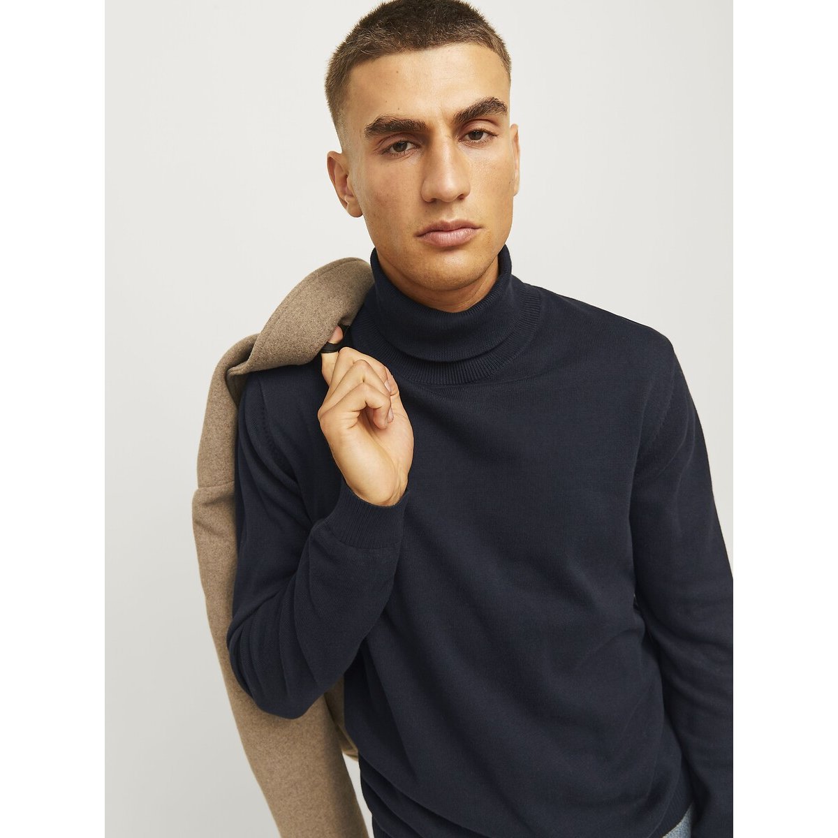 Maglione a dolcevita blu marino, JACK & JONES