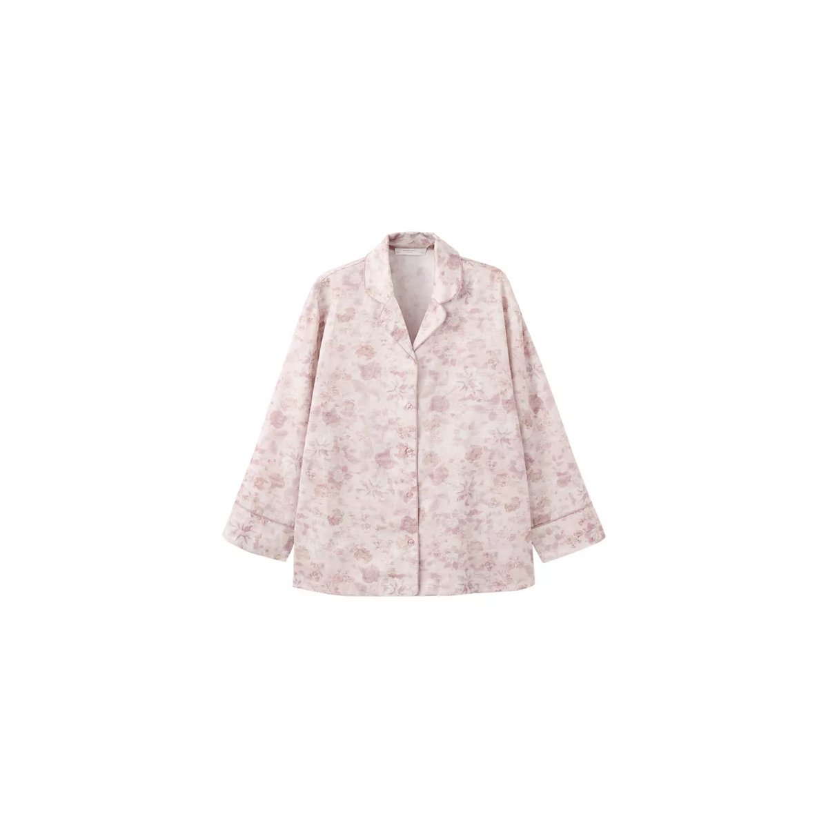 Chemise pyjama imprimée passepoil rose, MANGO