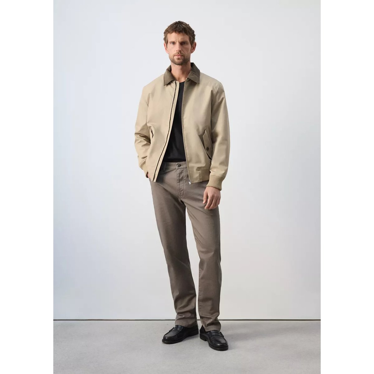 Blouson coton mélangé déperlant sable, MANGO MAN