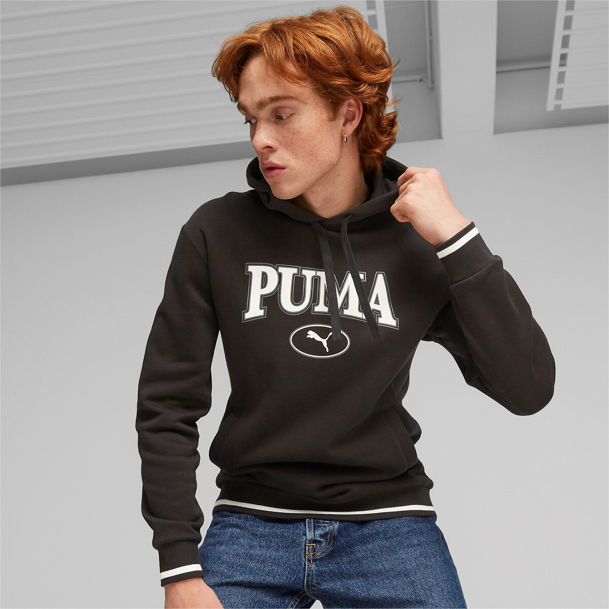 Sweat à capuche gros logo noir, PUMA