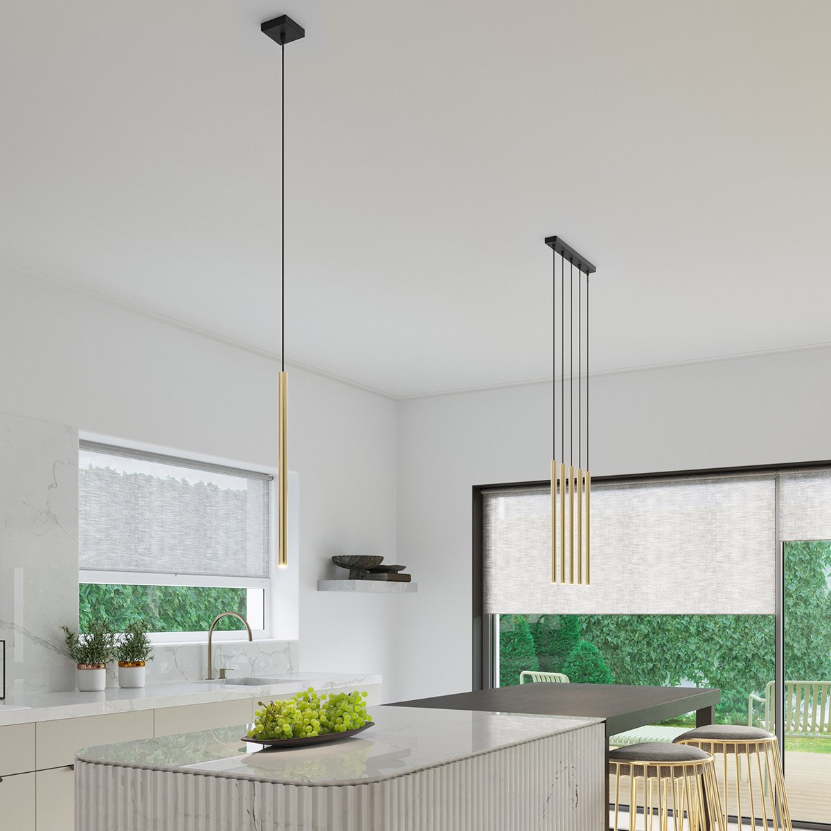 Suspension Acier Éclat Doré G9 1 Pastelo jaune, EDEN