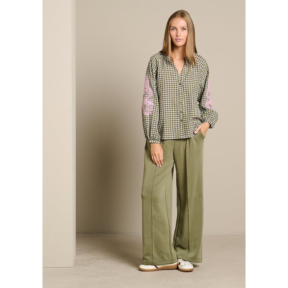 Pantalon modal à nervure devant khaki, LOLALIZA