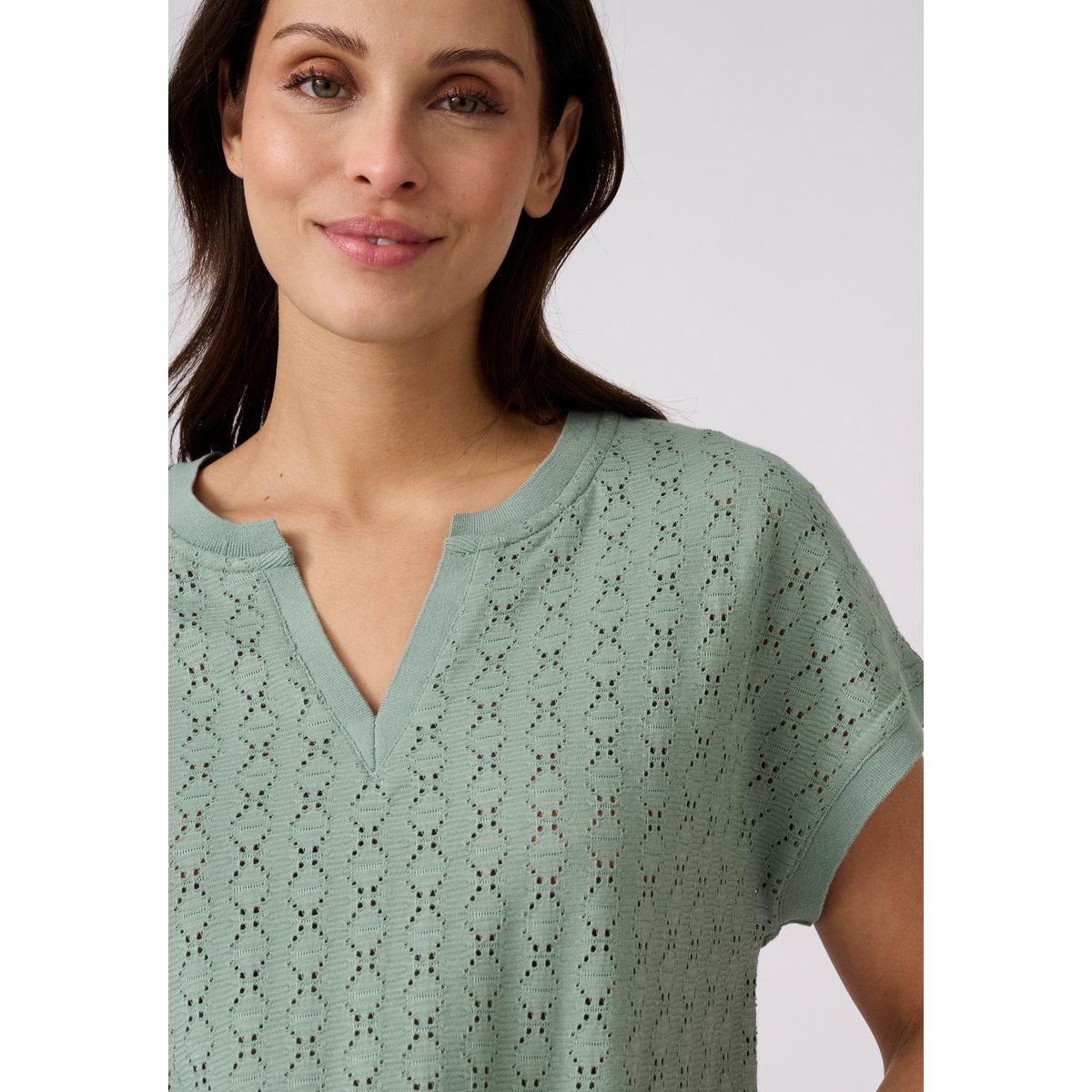 T-shirt maille jacquard fantaisie vert, DAMART