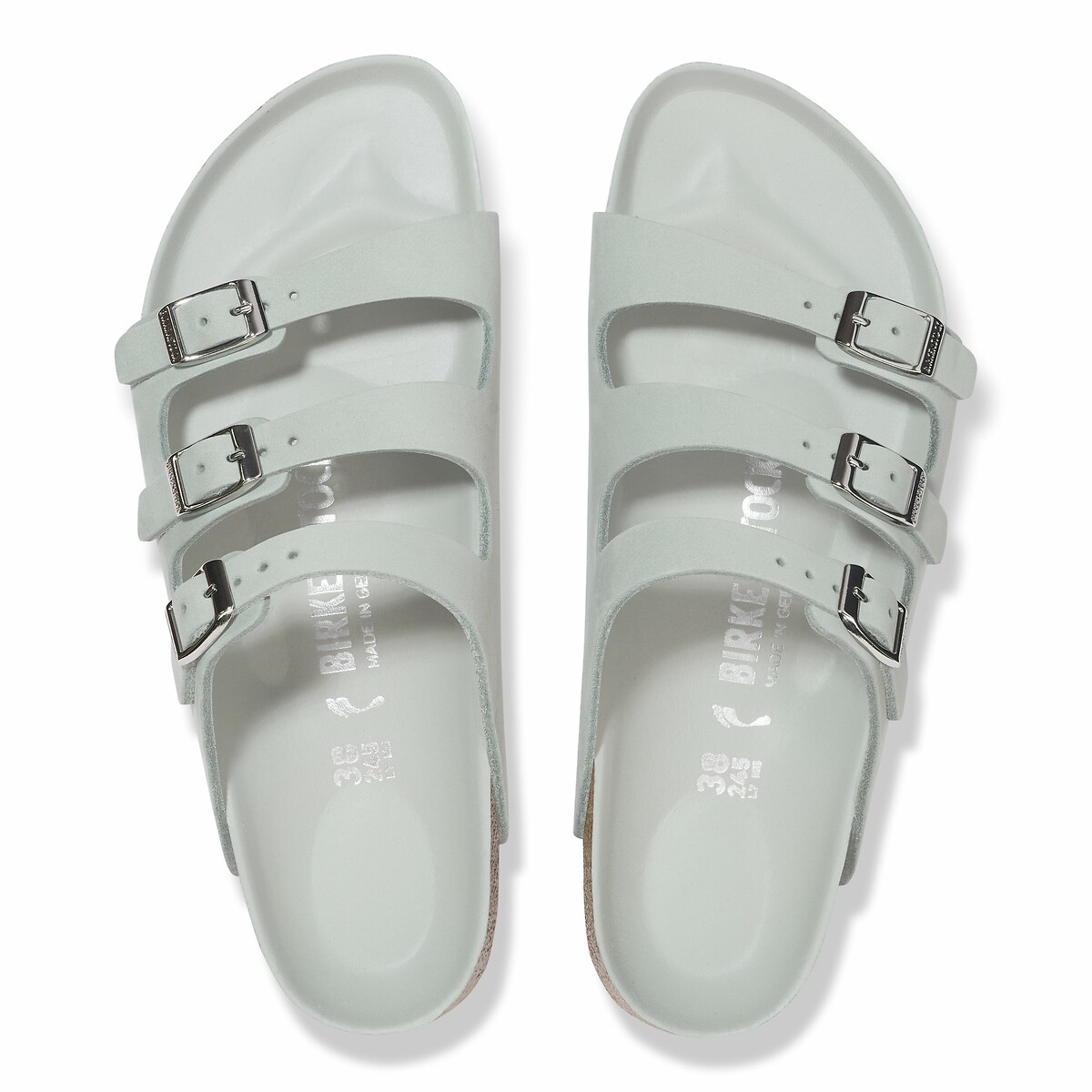 Mules en cuir nubuck Florida vert gris, BIRKENSTOCK
