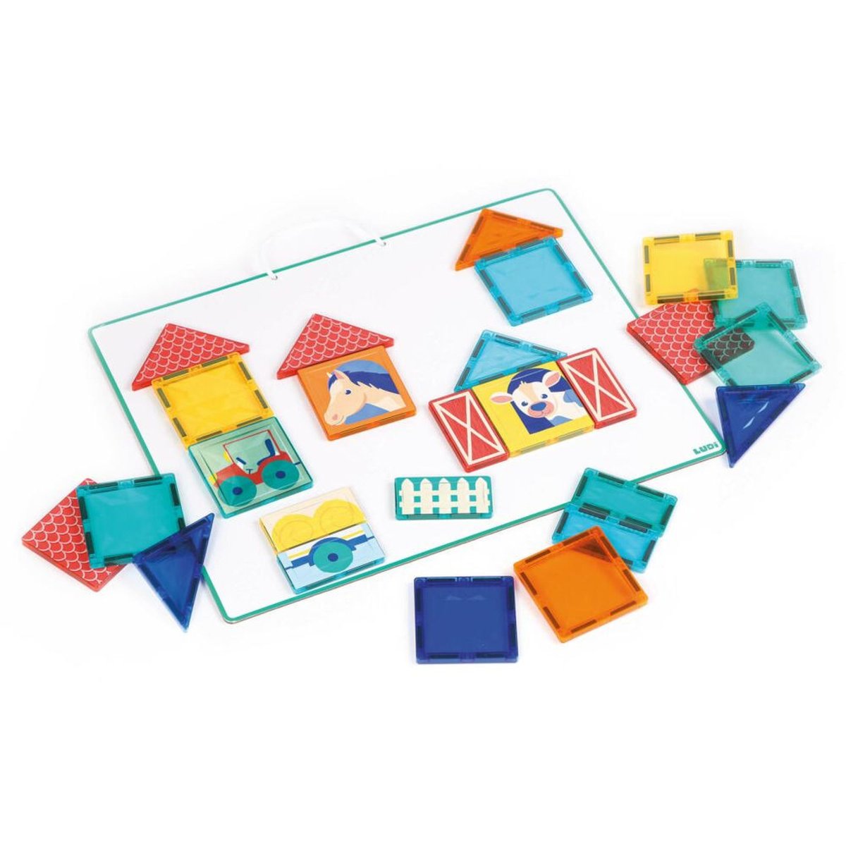 Jeu de construction Panneau magnétique avec 27 pièces couleur unique, LUDIMOUSSE