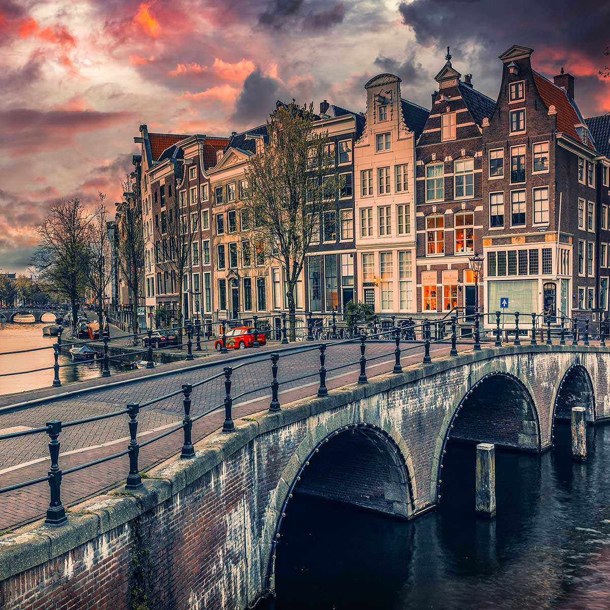 Tableau deco Amsterdam Canaux et ponts tableau alu dibond, HEXOA