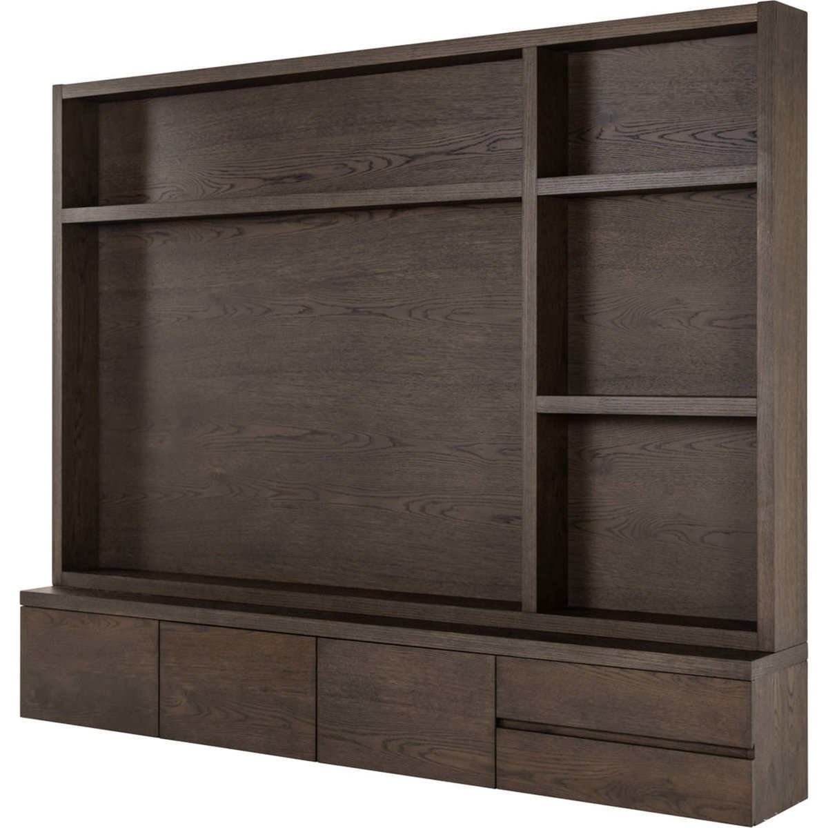 Meuble tv en bois 3 portes 2 tiroirs marron, RECOLLECTION