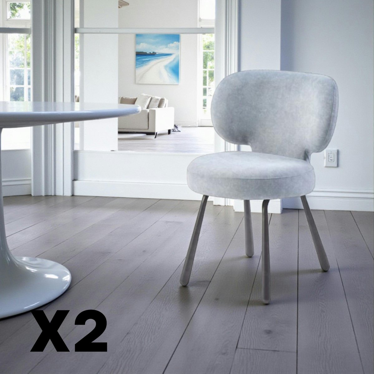 Chaise assise ronde (lot de 2) LIGURIE gris, PIER IMPORT
