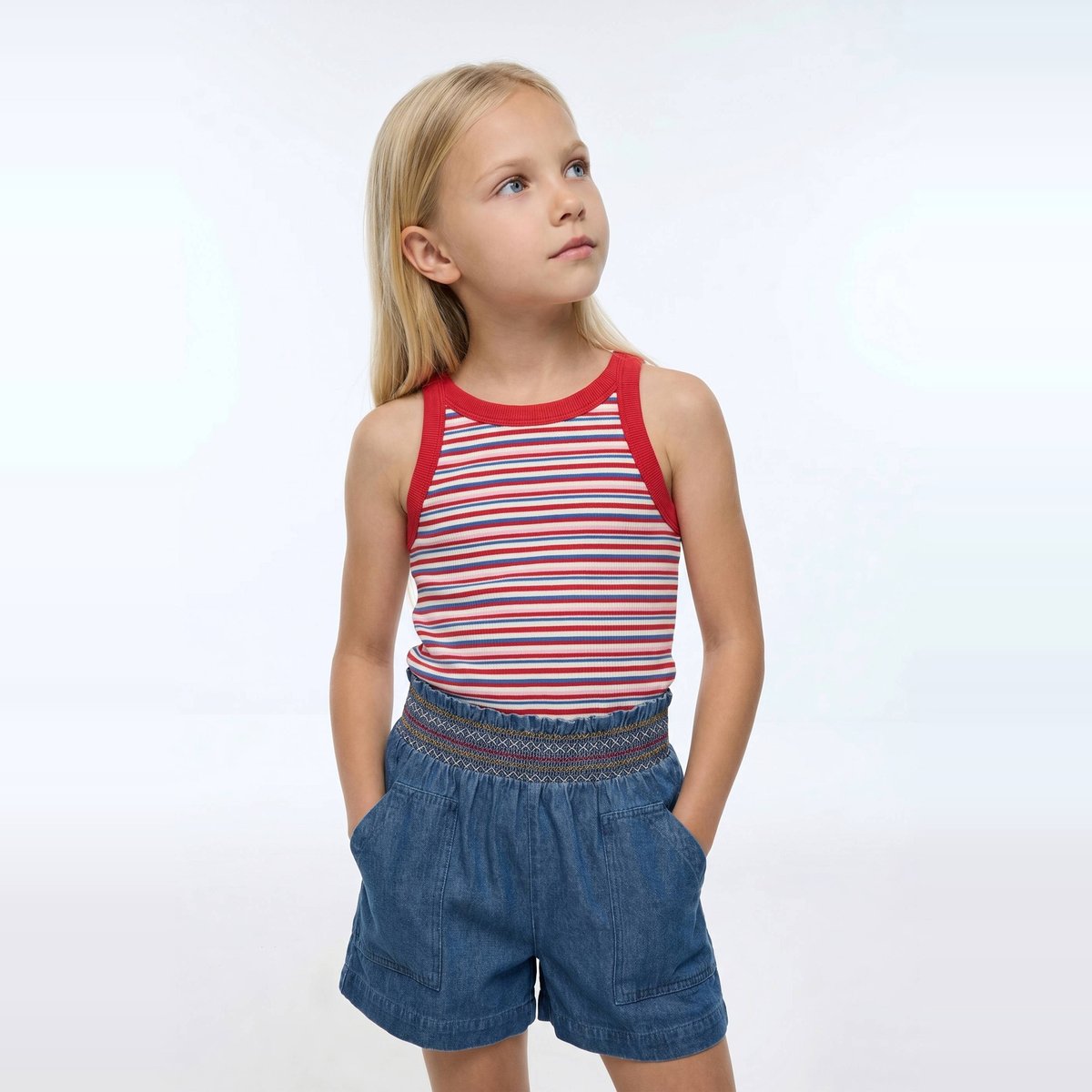 Débardeur rayé en coton rouge, MONOPRIX