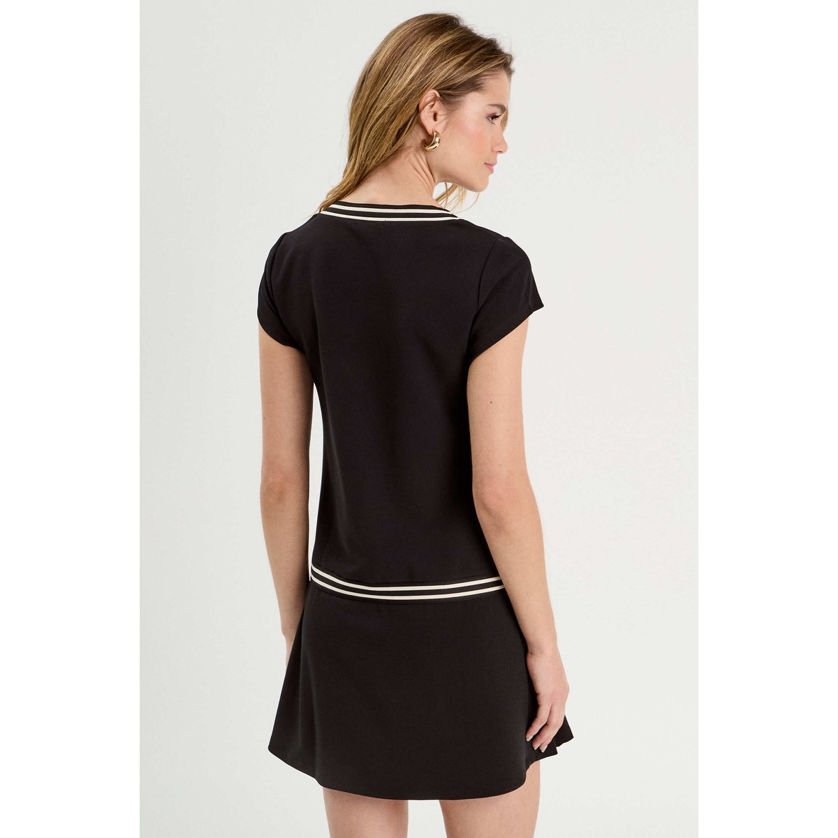 Robe évasée avec bandes noir, CACHE CACHE