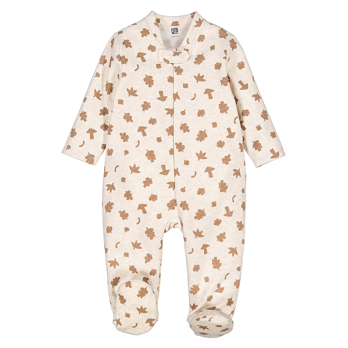 Cotton Mix Fleece Sleepsuit in a Leafy/Mushroom Print assorted, LA REDOUTE COLLECTIONS