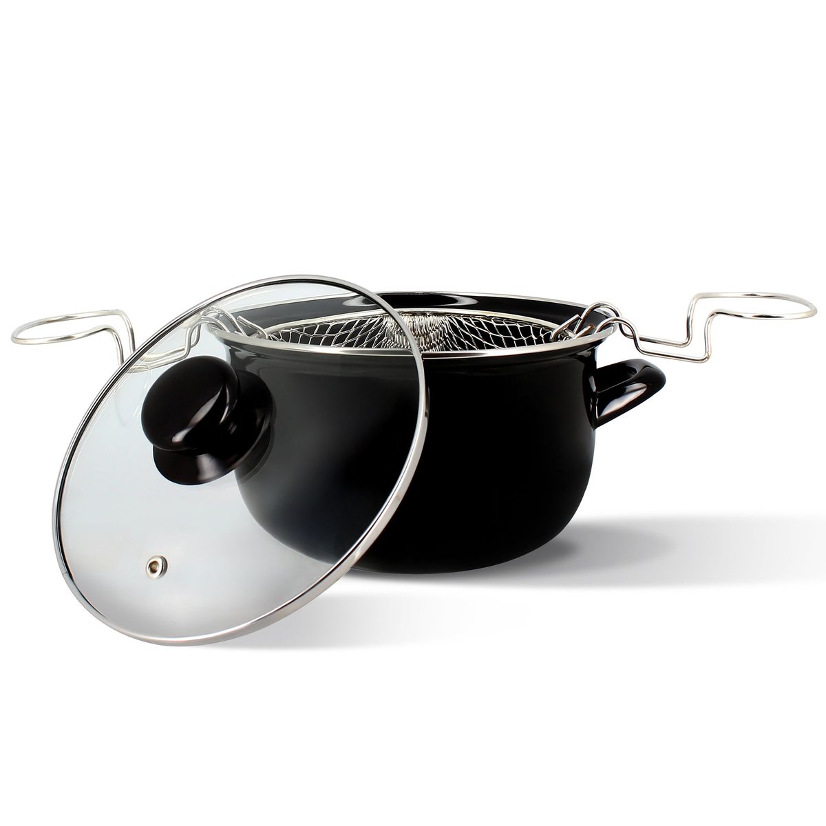 Friteuse 20 cm en acier émaillé noir, MENASTYL