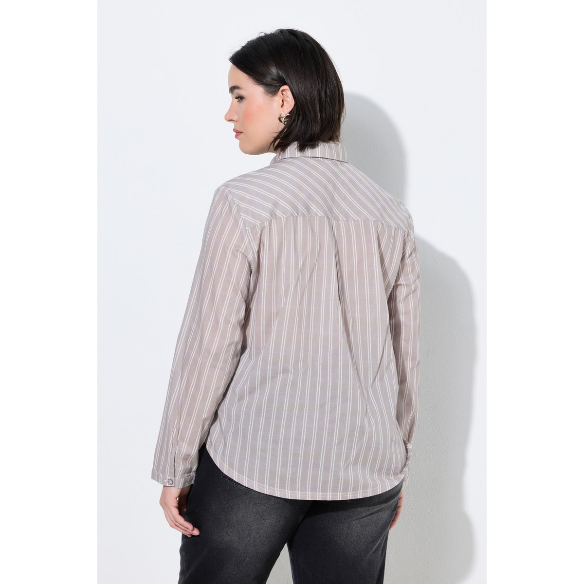 Chemisier, rayures, col de chemise beige foncé, ULLA POPKEN