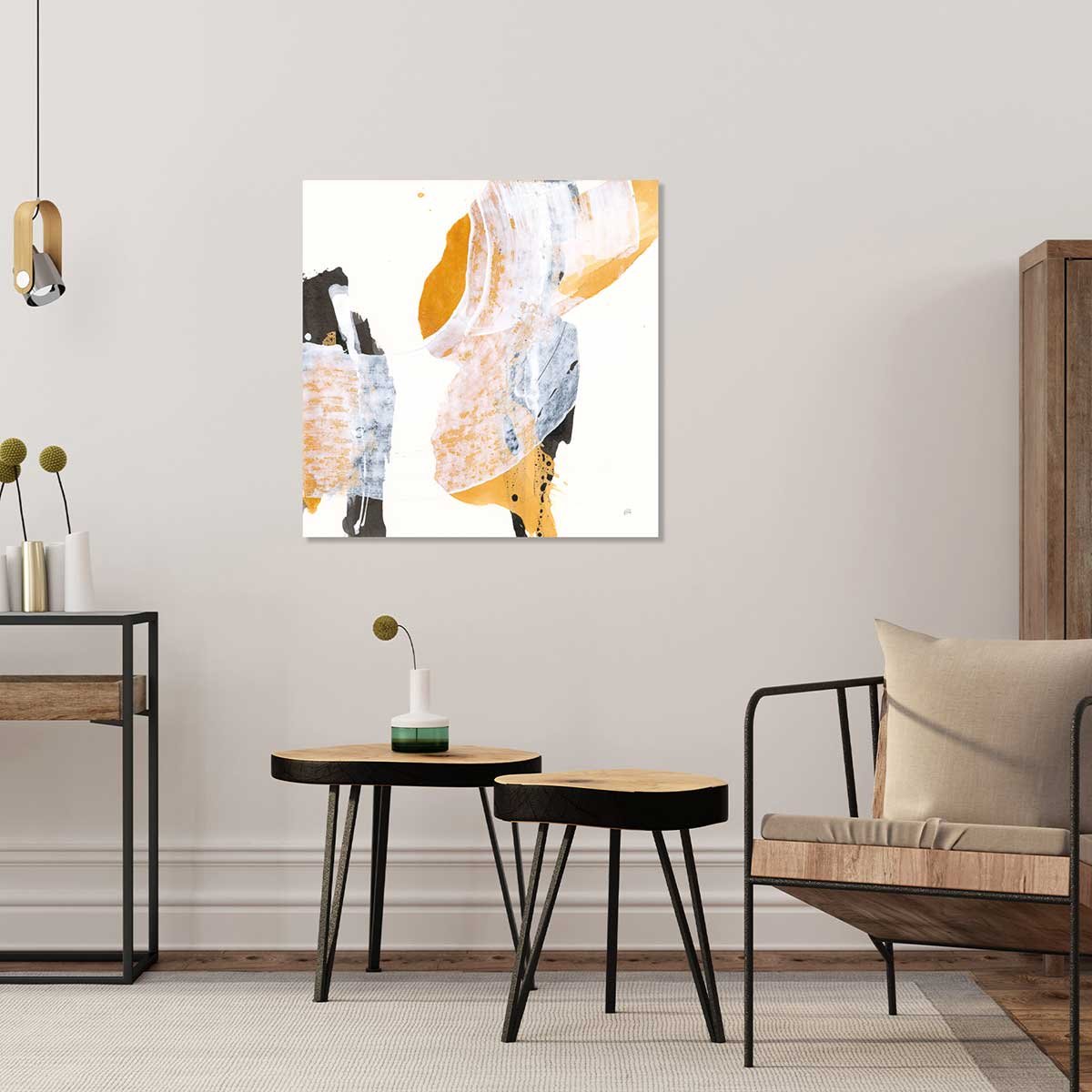 Tableau Coup de pinceau orangé tableau alu dibond, HEXOA