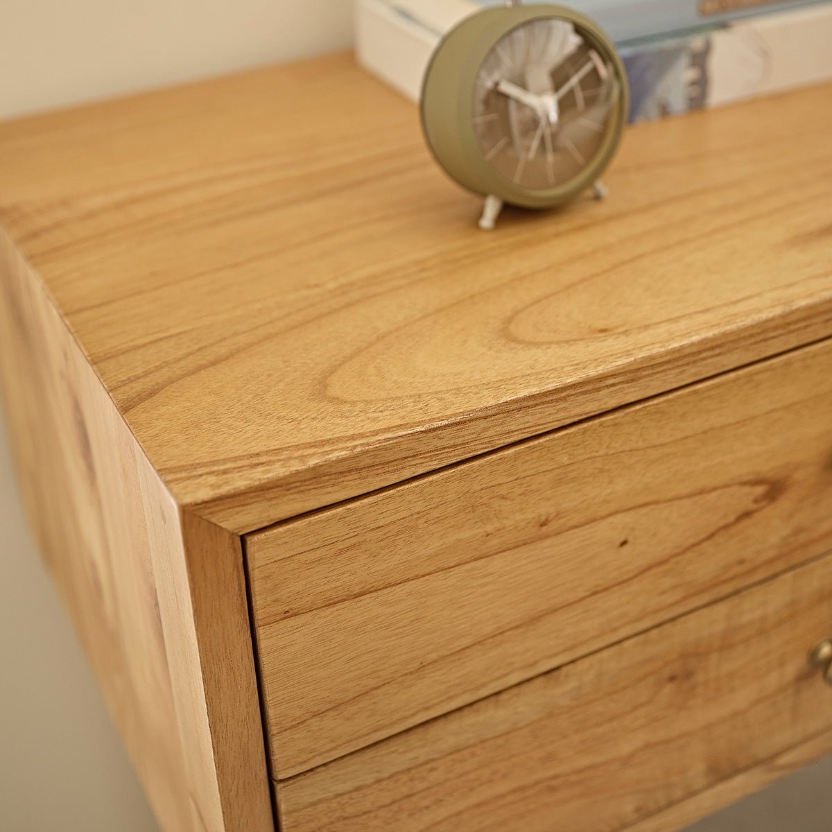 Table de chevet en bois massif 2 tiroirs PIA naturel, BERAH GETAH