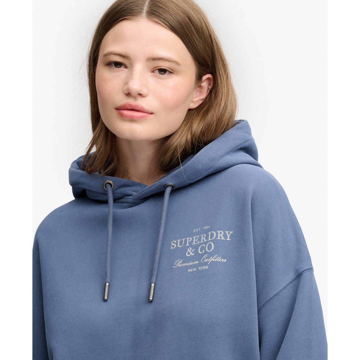 Sweat à capuche Luxe Casual Coupe Décontractée indigo vintage, SUPERDRY