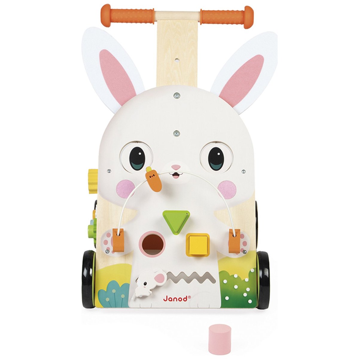 Chariot de marche multi-activités blanc, rose, vert, JANOD