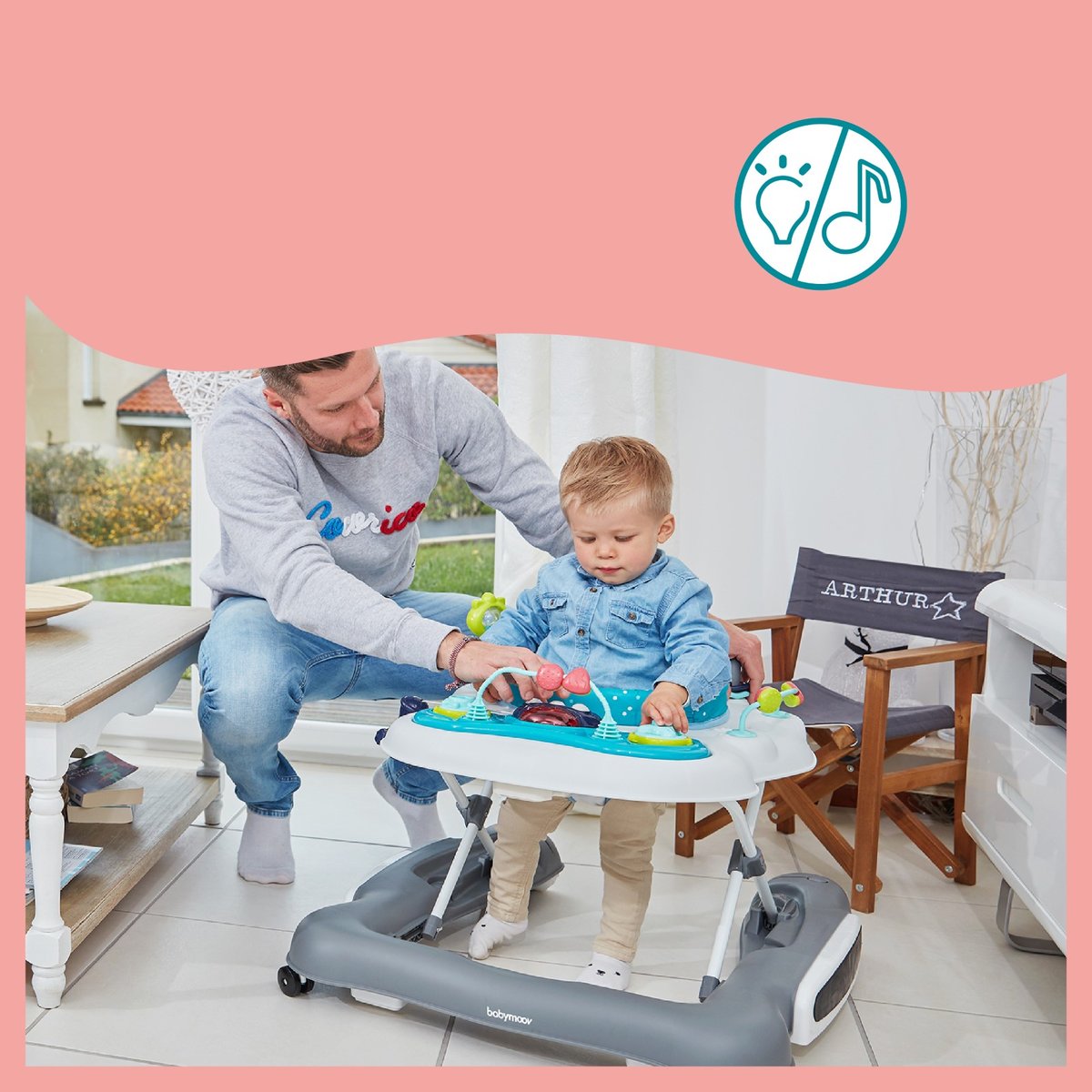 Trotteur Pousseur bébé 5 en 1 bleu, BABYMOOV