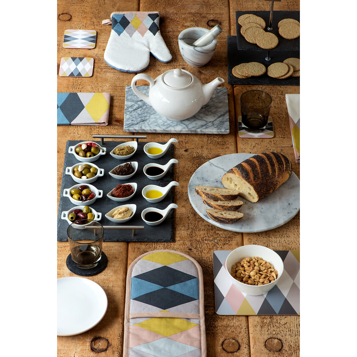 Set of 4 Diamond Print Cork Placemats multi-coloured, SO'HOME