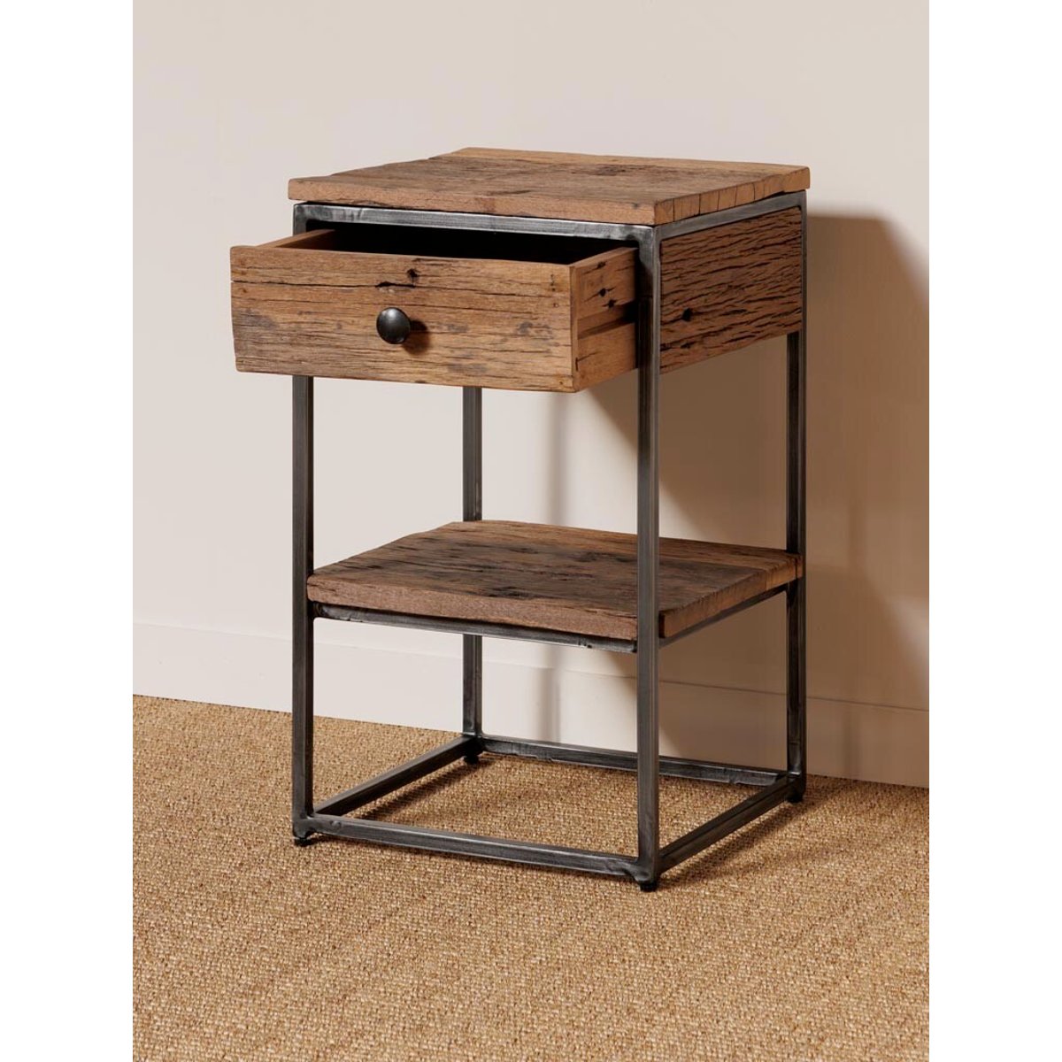 Table de chevet en bois GALION bois fonce, CHEHOMA