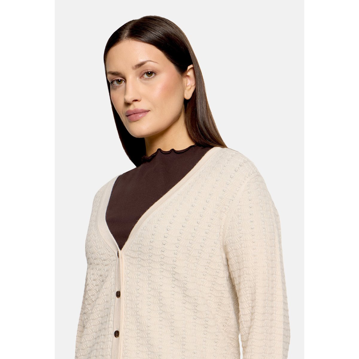 Cardigan en maille à encolure en v silky beige, CARTOON