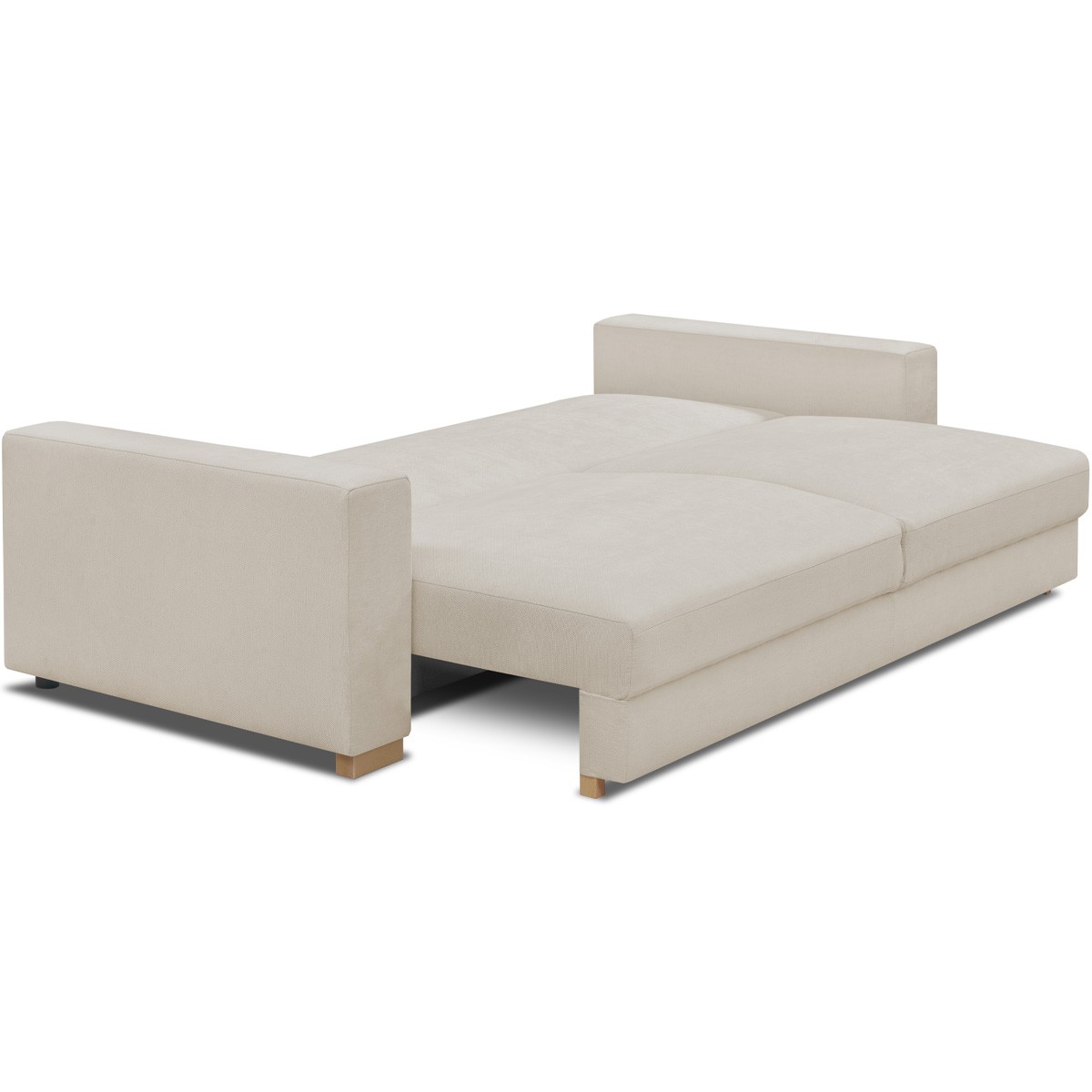 Canapé convertible 3 places en velours côtelé - ROBIN tissu chenille beige, HOMIFAB