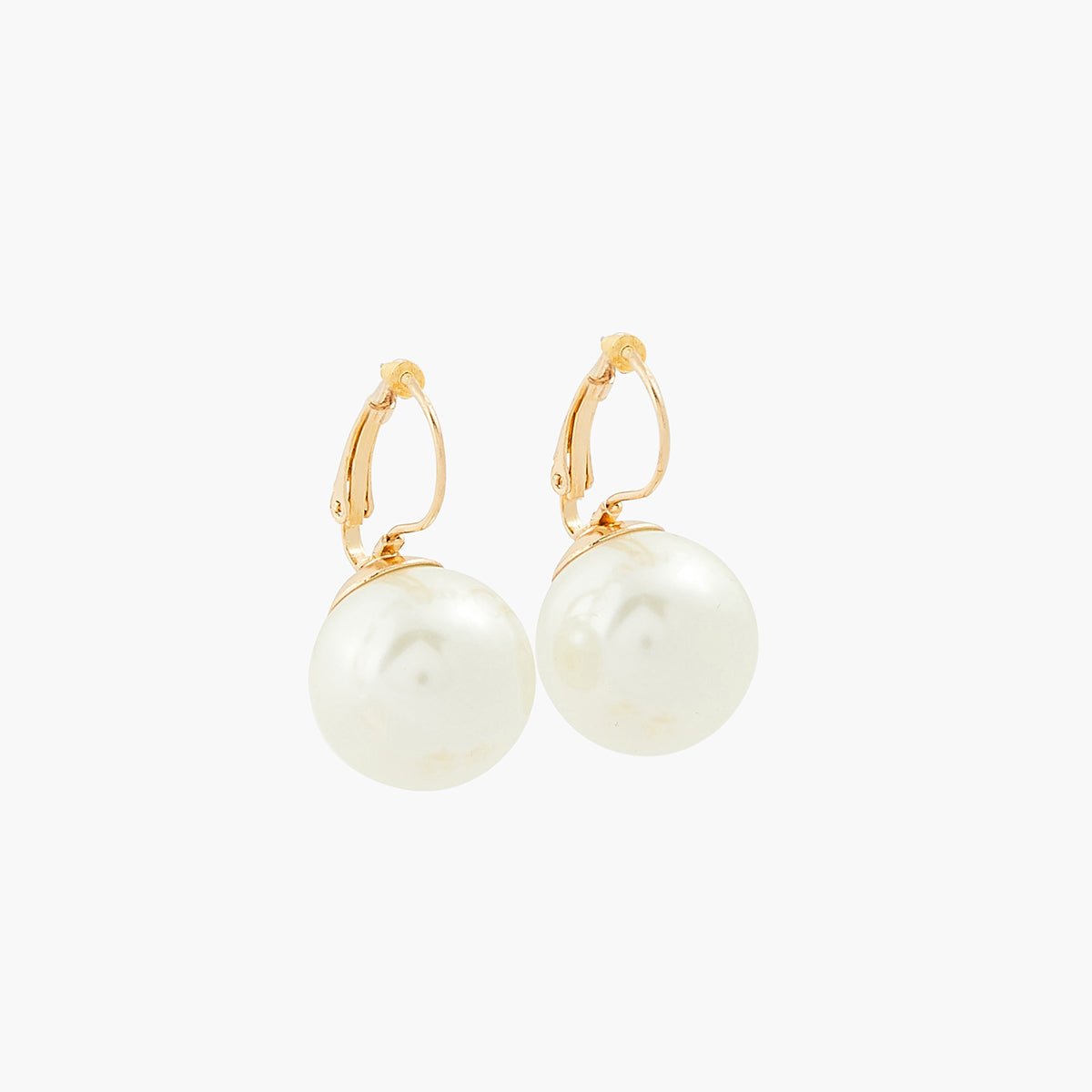 Boucles d'oreilles dormeuses perles de verre 18mm blanc, BALABOOSTE