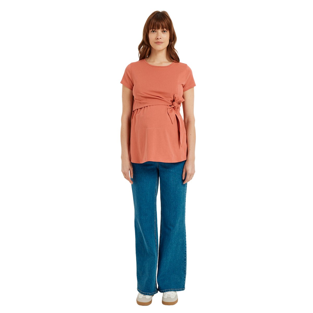 T-shirt long à noeud grossesse et allaitement en coton biologique* vieux rose, VERTBAUDET