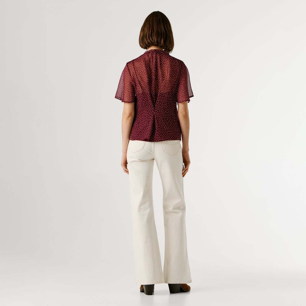 Blouse À Imprimé À Pois En Chiffon rouge lotus, PEPE JEANS