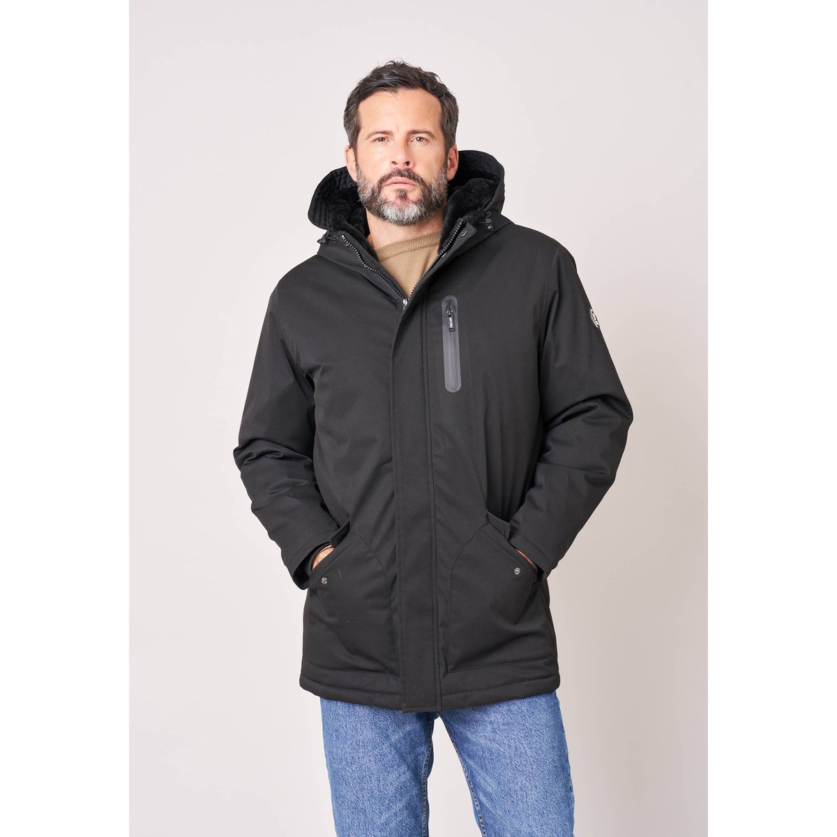 Parka homme avec capuche fixe TOYLEN black, DEELUXE