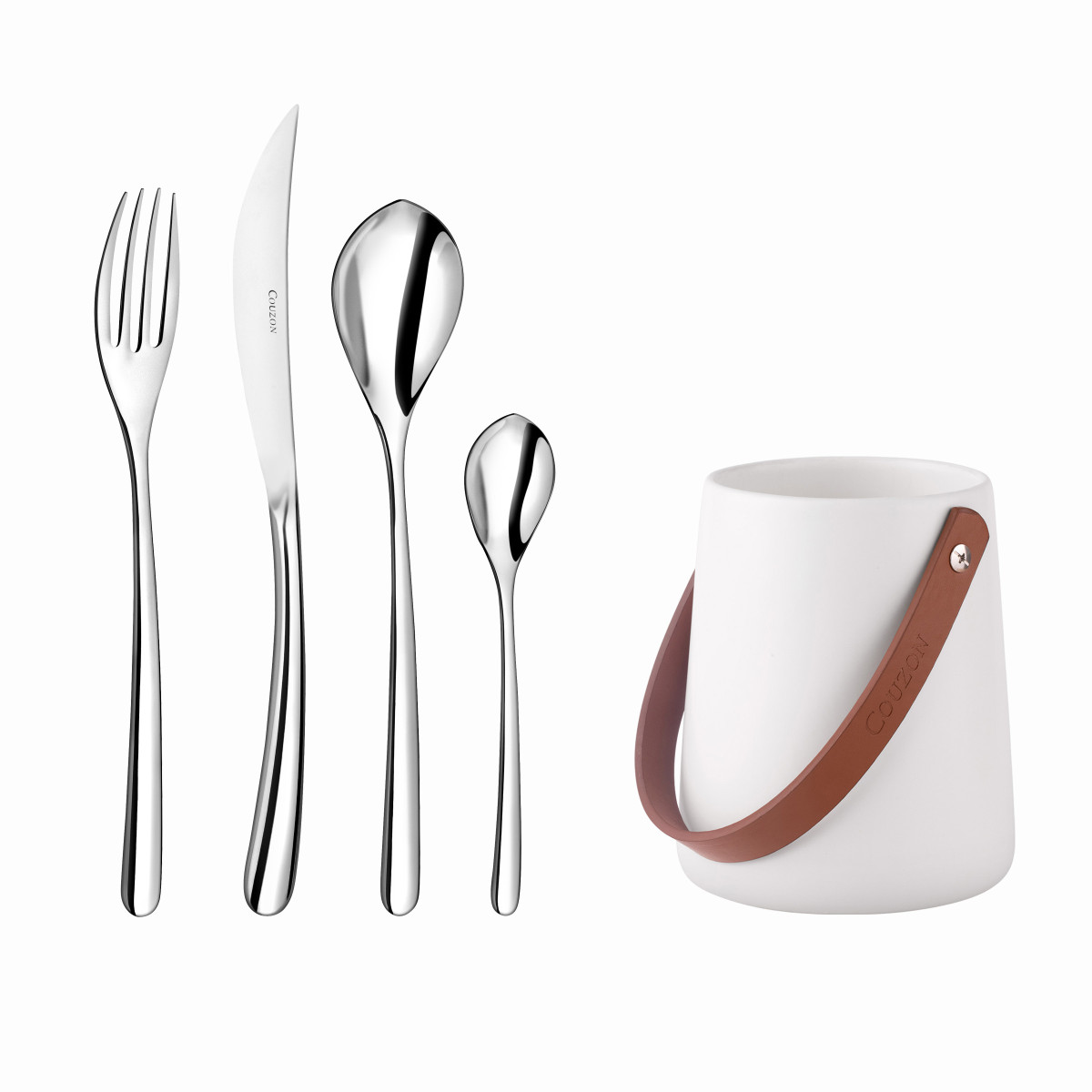 24 couverts de table avec support de rangement nomade - ELIXIR inox, COUZON