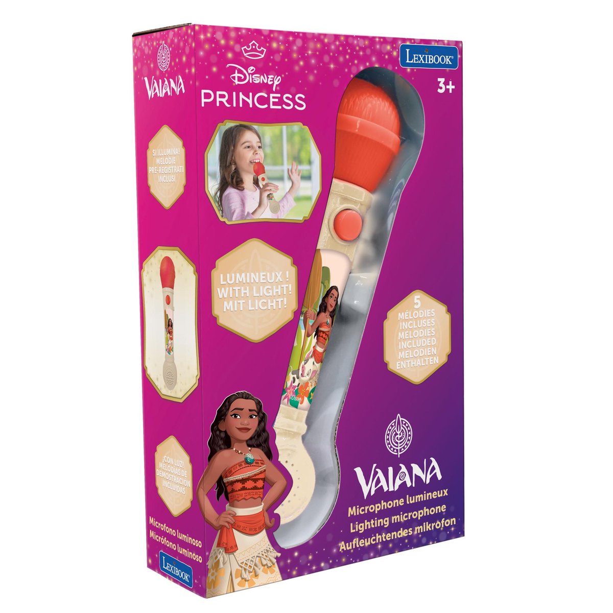 Microphone Lumineux Vaiana blanc, LEXIBOOK