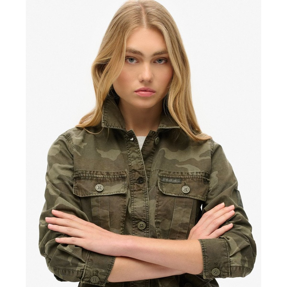 Veste militaire brodée camouflage délavé, SUPERDRY