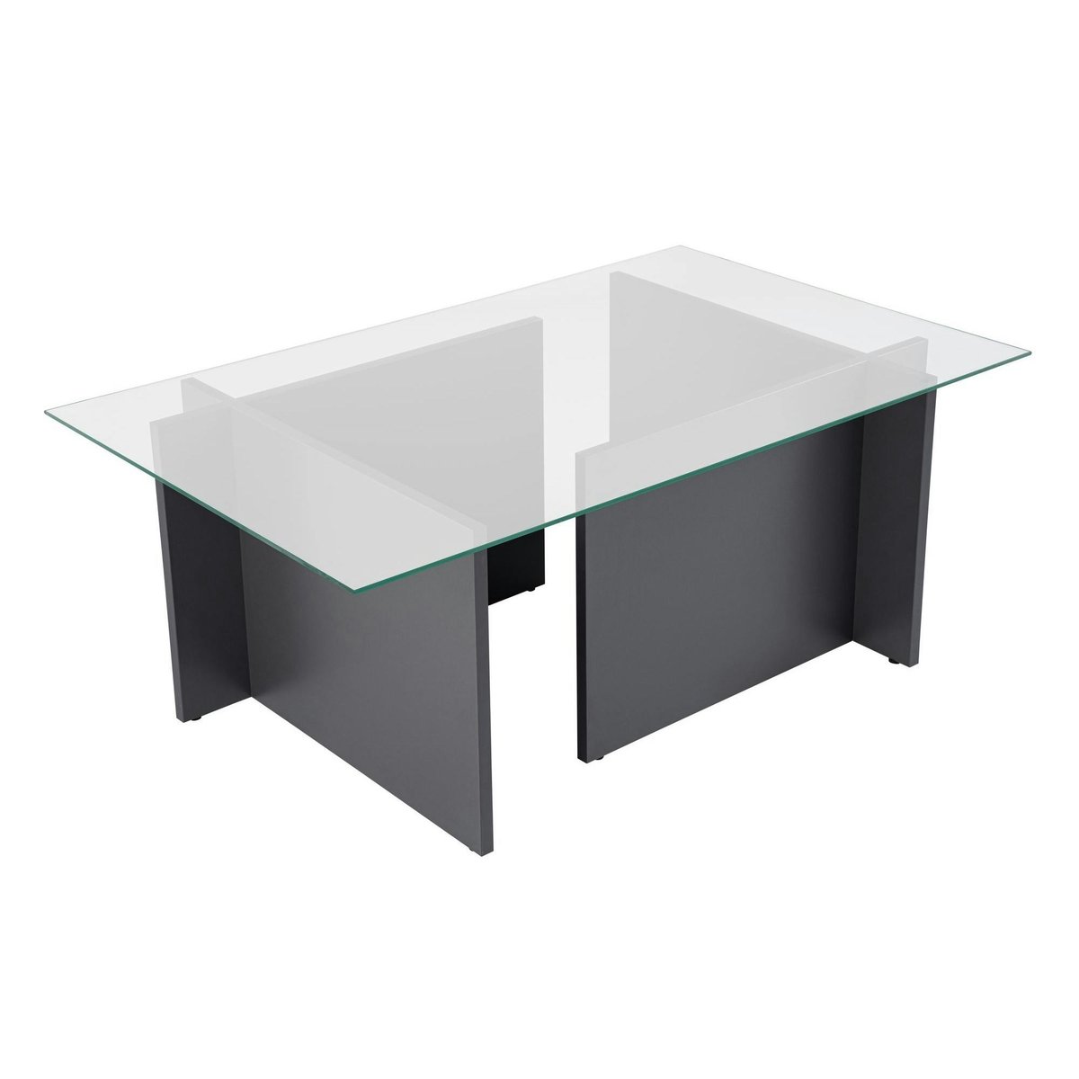 Table basse en verre, pied asymétrique SALTA anthracite, PIER IMPORT