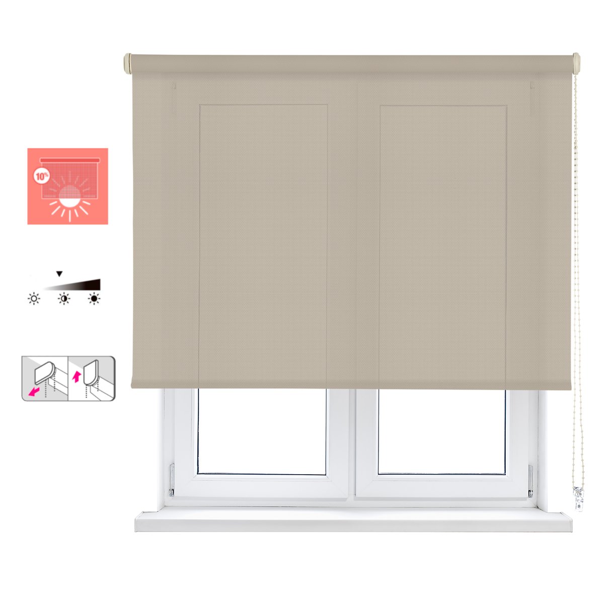 Store enrouleur tamisant, LINEN lin couleur sable, INSPIRE