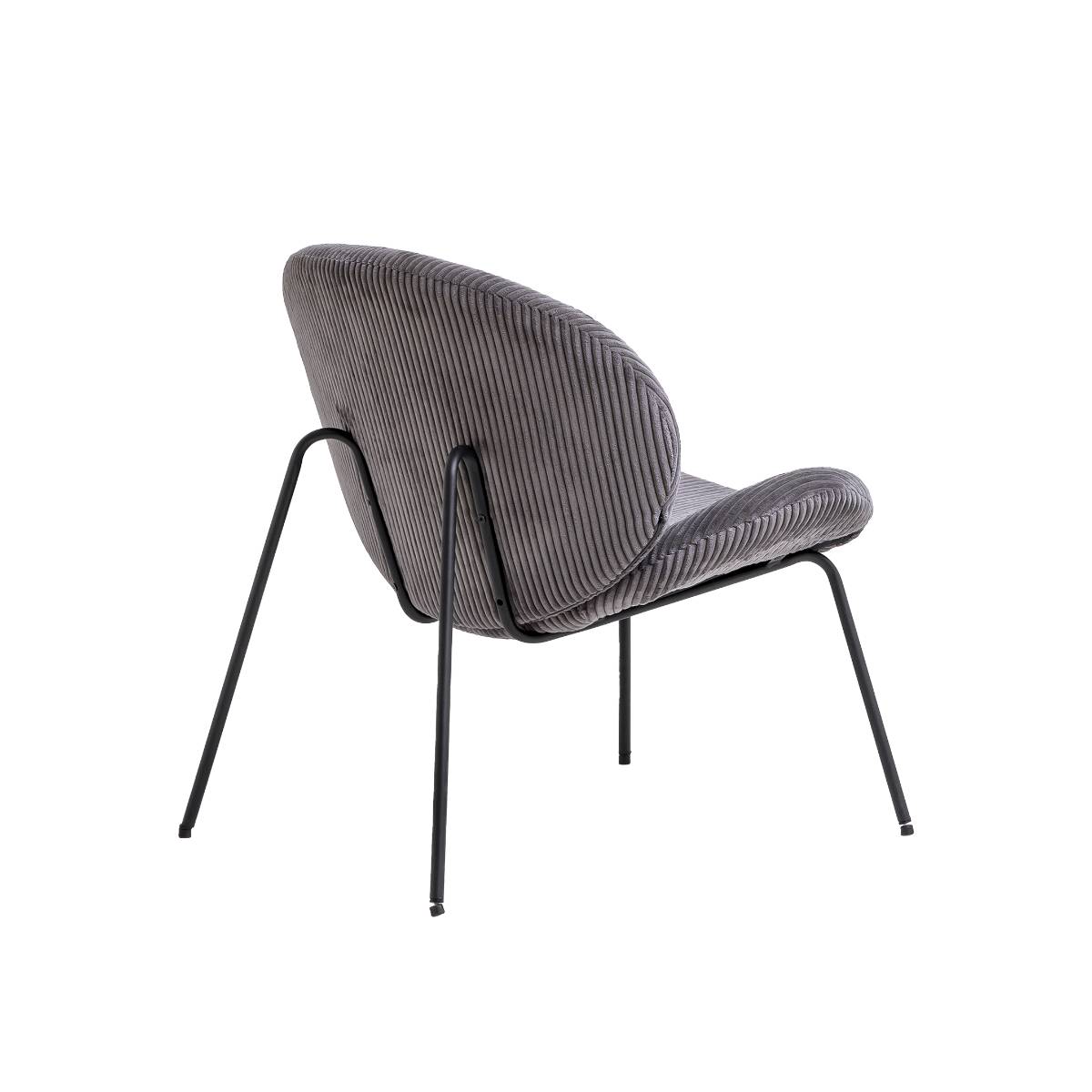 Fauteuil en velours côtelé et métal DORIAN gris, MADE IN MEUBLES