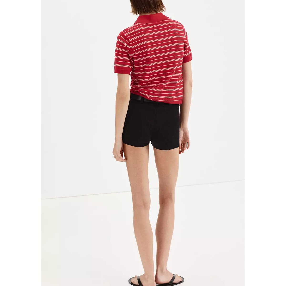 Pull-over maille col polo rouge, MANGO
