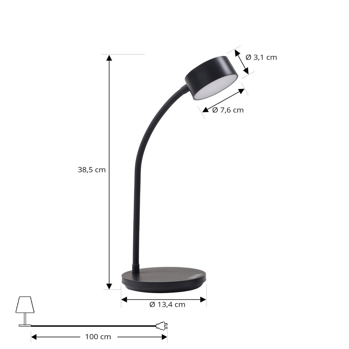 Lampe à poser en métal moderneLED, Maori noir, LINDBY